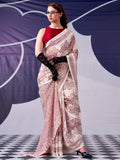 Alluring Maroon Floral Printed Satin Event Wear Saree With Blouse