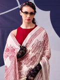 Alluring Maroon Floral Printed Satin Event Wear Saree With Blouse