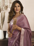 Gorgeous Mauve Pink Zari Weaving Khadi Casual Wear Saree With Blouse