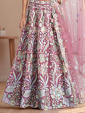 Astonishing Pink Sequins Embroidered Net Reception Wear Lehenga With Blouse