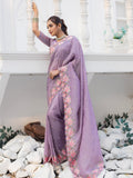 Glamorous Lavender Embroidered Silk Festive Wear Saree