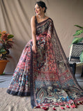Gorgeous Pink Kalamkari Printed Cotton Festival Wear Saree With Blouse
