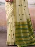 Alluring Green Zari Weaving Cotton Casual Wear Saree With Blouse