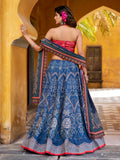 Fabulous Blue Bead Work Silk Festive Wear Lehenga With Blouse