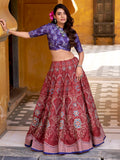 Captivating Maroon Digital Printed Silk Marriage Wear Lehenga Choli With Dupatta