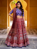 Captivating Maroon Digital Printed Silk Marriage Wear Lehenga Choli With Dupatta