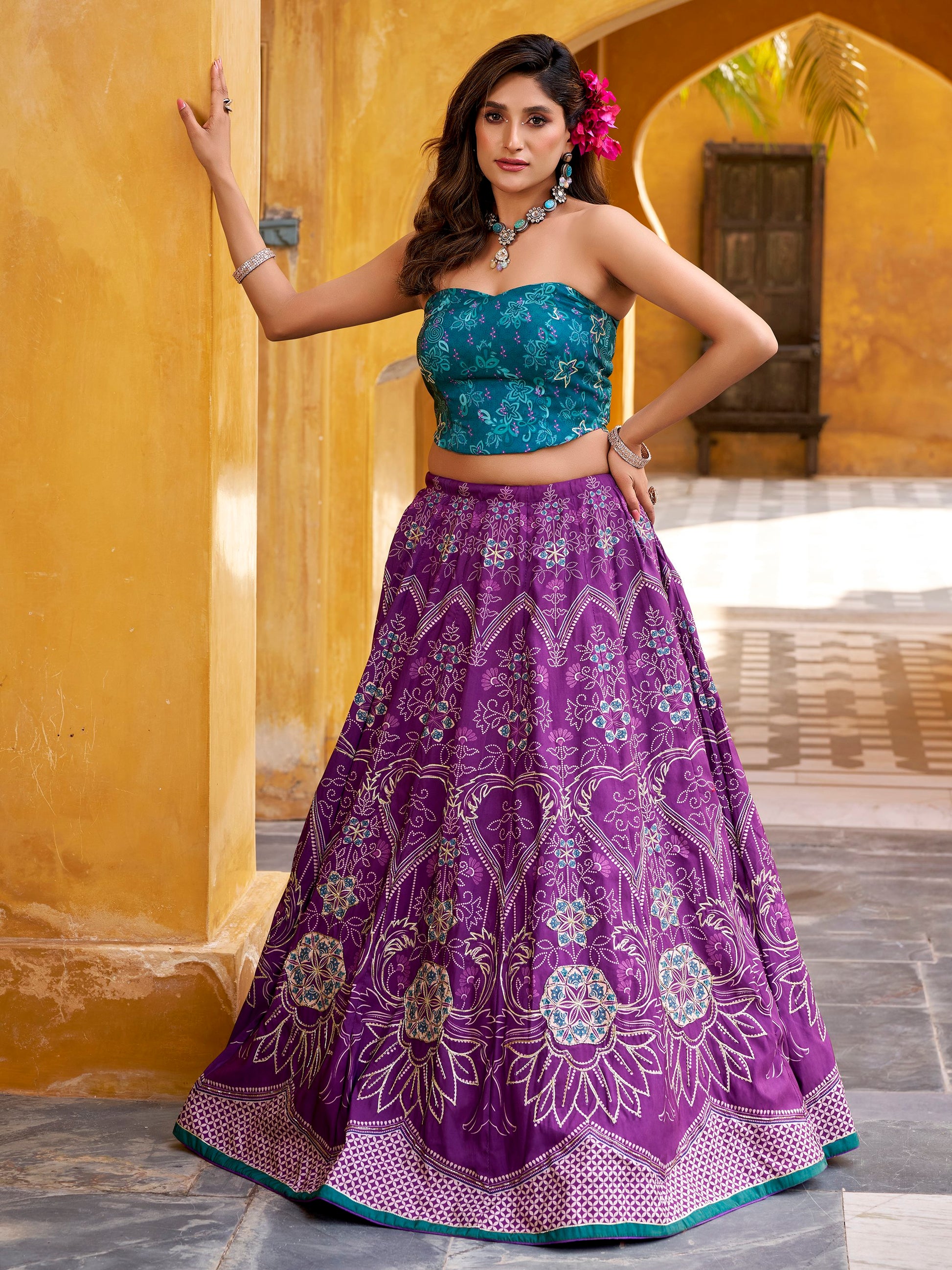 Adoring Purple Digital Printed Silk Event Wear Lehenga Choli With Dupatta