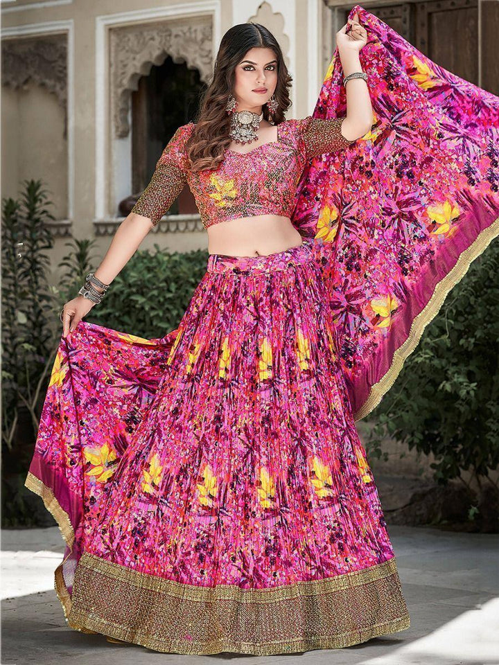 Incredible Pink Digital Printed Chinon Event Wear Lehenga Choli