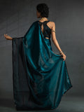 Wonderful Teal Blue Shaded Satin Pre-Stitched Saree With Blouse