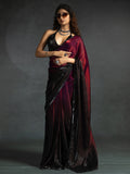Dazzling Hot Pink Border Work Satin Festive Wear Pre-Stitched Saree