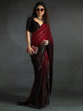 Lovely Maroon Border Work Satin Wedding Wear Pre-Stitched Saree