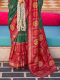 Astonishing Green Patola Printed Silk Saree With Blouse