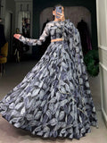 Adorable Black Digital Printed Silk Party Wear Lehenga Choli With Dupatta