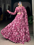 Wondrous Wine Digital Printed Silk Festival Wear Lehenga Choli