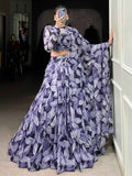 Glamorous Navy Blue Digital Printed Silk Festival Wear Lehenga Choli