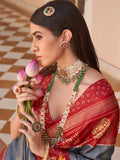 Excellent Grey Patola Printed Silk Casual Wear Saree With Blouse