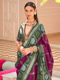Marvelous Purple Patola Printed Silk Traditional Saree With Blouse