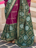 Marvelous Purple Patola Printed Silk Traditional Saree With Blouse