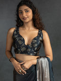 Amazing Brown Satin Cocktail Wear Pre-Stitched Saree With Blouse