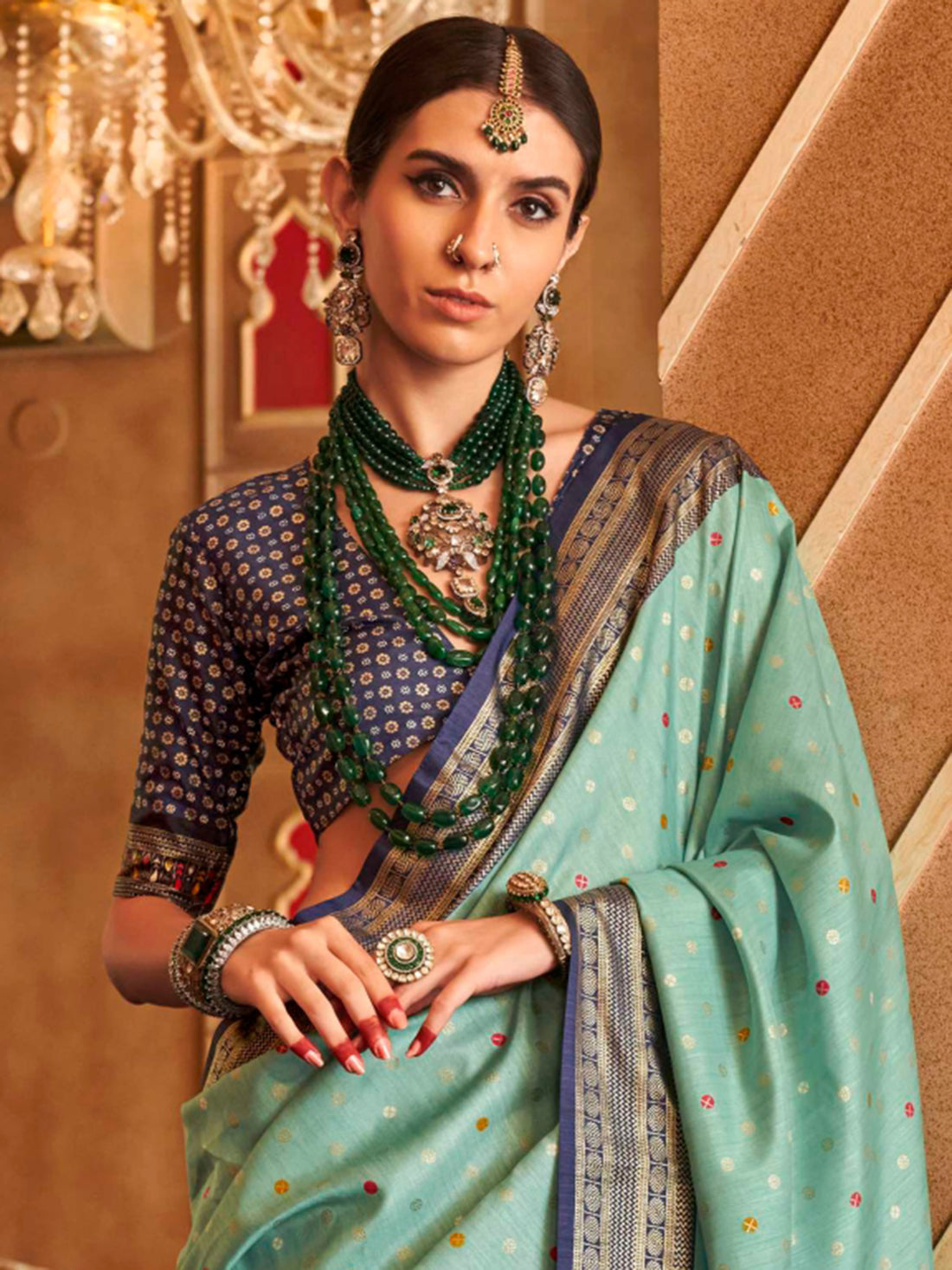 Captivating Sky-Blue Weaving Patola Silk Function Wear Saree