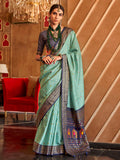 Captivating Sky-Blue Weaving Patola Silk Function Wear Saree
