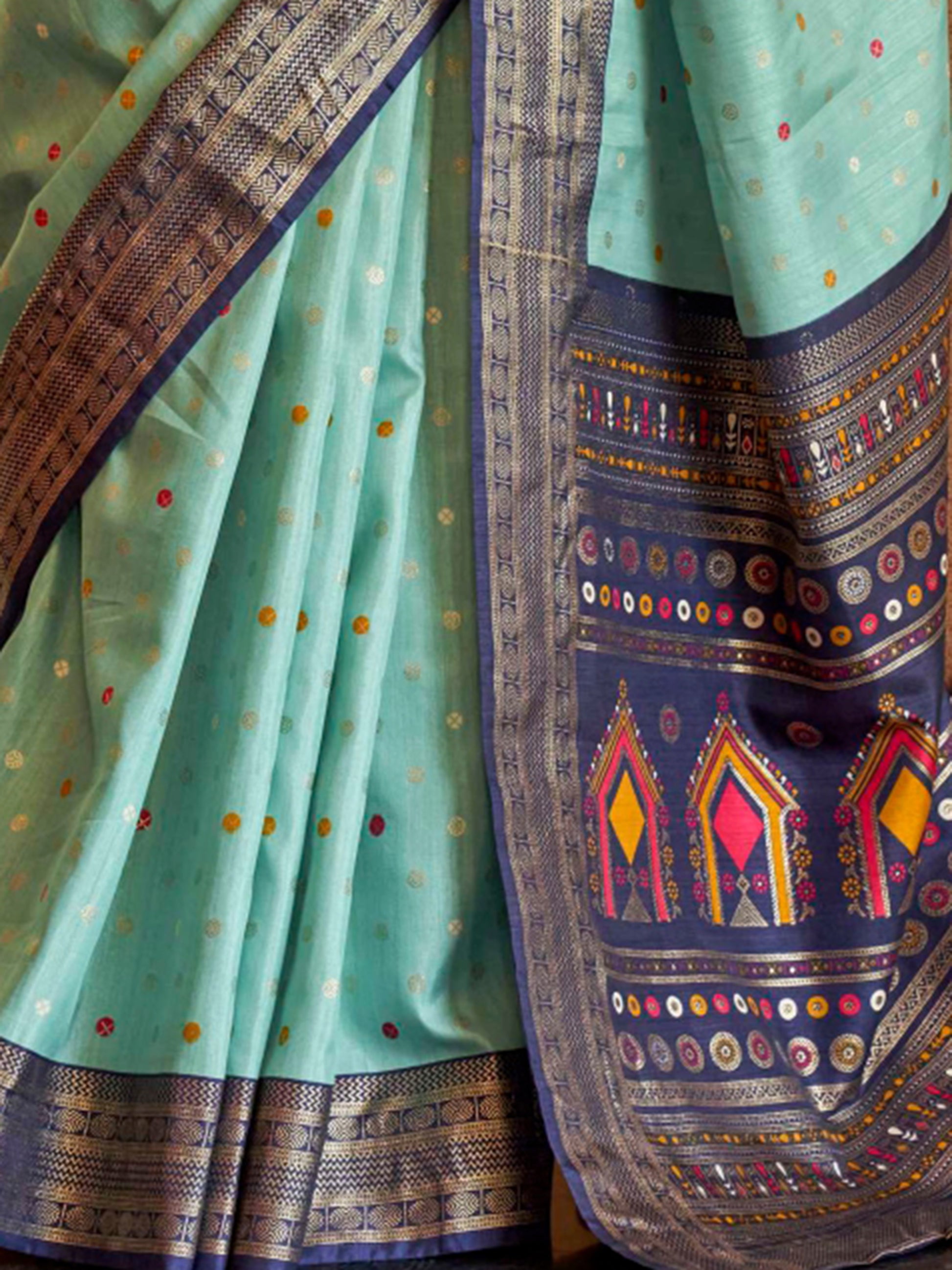 Captivating Sky-Blue Weaving Patola Silk Function Wear Saree