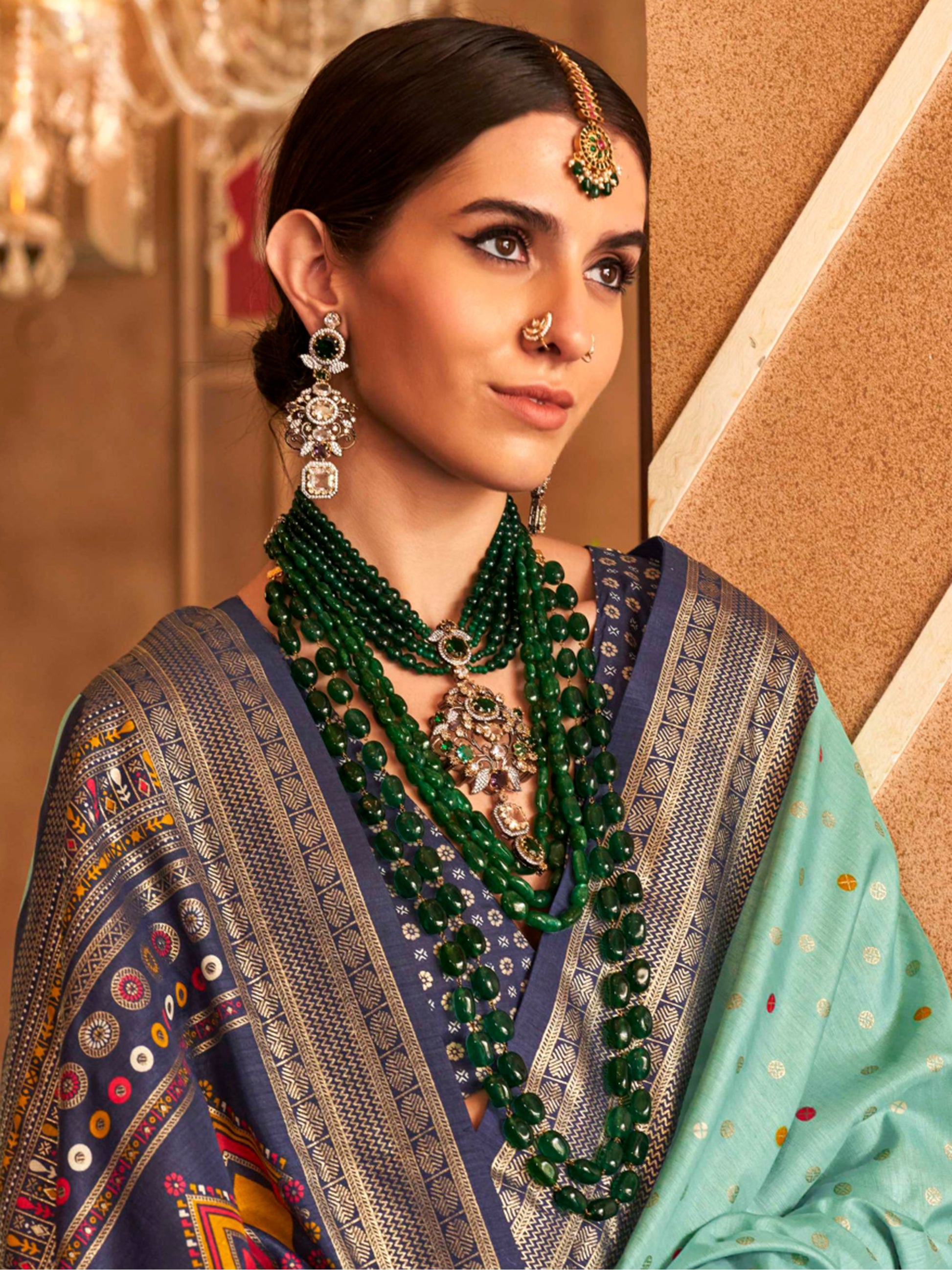 Captivating Sky-Blue Weaving Patola Silk Function Wear Saree