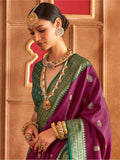 Enchanting Purple Zari Weaving Patola Silk Saree With Blouse