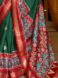 Beautiful Green Patola Printed Silk Event Wear Saree With Blouse