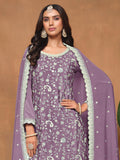 Gorgeous Lavender Sequin Work Chinon Festival Wear Salwar Suit With Dupatta