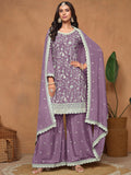 Gorgeous Lavender Sequin Work Chinon Festival Wear Salwar Suit With Dupatta