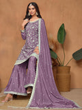 Gorgeous Lavender Sequin Work Chinon Festival Wear Salwar Suit With Dupatta