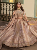 Impressive Peach Khatli Work Banarasi Silk Reception Wear Lehenga Choli