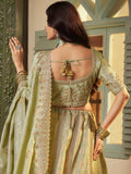 Rich Pista Green Heavy Embroidery Banarasi Silk Wedding Wear Lehenga With Blouse