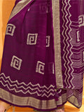 Precious Purple Foil Printed Georgette Function Wear Saree With Blouse