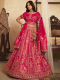 Majestic Rani Pink Swarovski Work Banarasi Silk Engagement Wear Lehenga Choli
