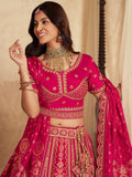 Majestic Rani Pink Swarovski Work Banarasi Silk Engagement Wear Lehenga Choli