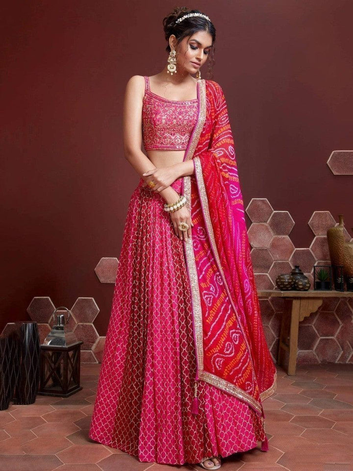 Remarkable Pink Sequins Embroidery Chinon Silk Lehenga Choli