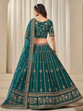 Captivating Green Embroidery Silk Wedding Wear Lehenga Choli With Dupatta