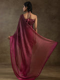 Mesmerizing Magenta Satin Designer Pre-Stitched Saree With Blouse