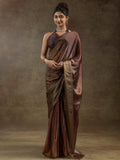 Incredible Brown Satin Event Wear Pre-Stitched Saree With Blouse