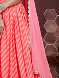 Peach Digital Printed Organza Wedding Wear Lehenga Choli