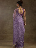 Alluring Purple Zari Weaving Organza Reception Wear Pre-Stitched Saree