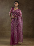 Dazzling Magenta Zari Weaving Organza Bollywood Pre-Stitched Saree With Blouse