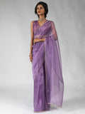 Marvelous Purple Border Work Organza Bollywood Pre-Stitched Saree With Blouse 