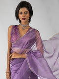 Marvelous Purple Border Work Organza Bollywood Pre-Stitched Saree With Blouse 