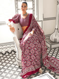 Fantastic Maroon Digital Printed Satin Event Wear Saree With Blouse