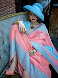 Astonishing Peach Zari Weaving Silk Festival Wear Saree With Blouse