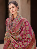 Outstanding Pink Printed Silk Festival Wear Saree With Blouse