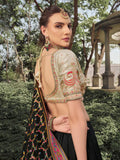 Rich Black Thread Embroidered Silk Function Wear Lehenga Choli With Dupatta